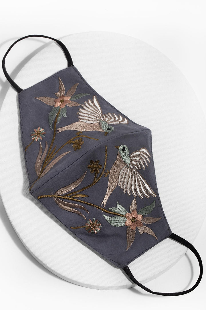 Hummingbird Hand-Embroidered Face Mask