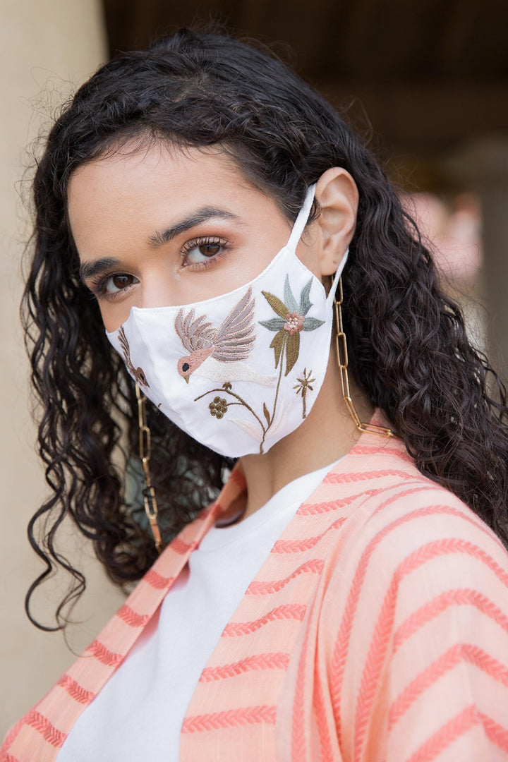 Hummingbird Hand-Embroidered Face Mask