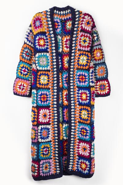 Woolen Granny Square Crochet Kimono