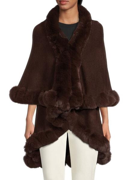 Layered Faux Fur Cape Kimono