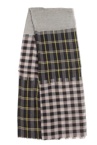 Staten Multi Sized Checked Plaid Eyelash Fringe Scarf