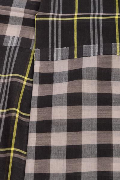 Staten Multi Sized Checked Plaid Eyelash Fringe Scarf