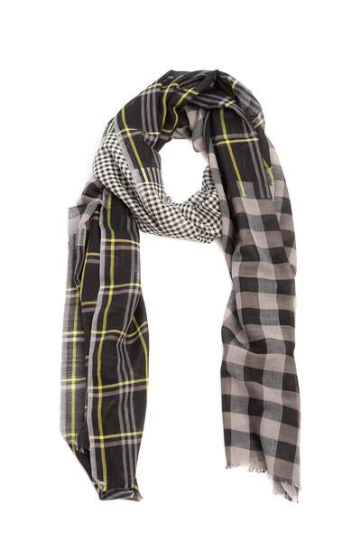 Staten Multi Sized Checked Plaid Eyelash Fringe Scarf