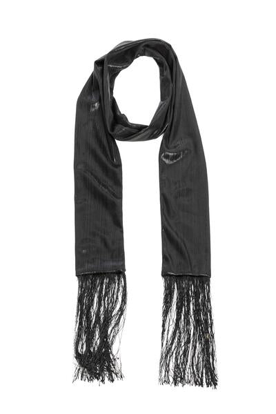 Hand Stitched Fringed Skinny Scarf