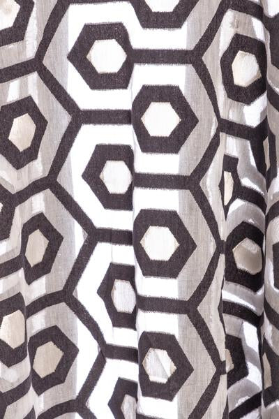 Geometric Cotton Short Poncho
