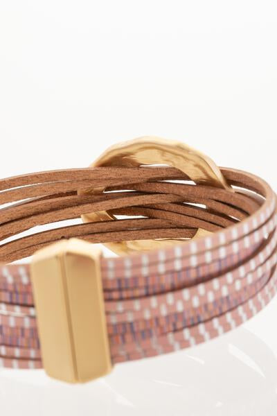Vegan Leather Disk Bracelet