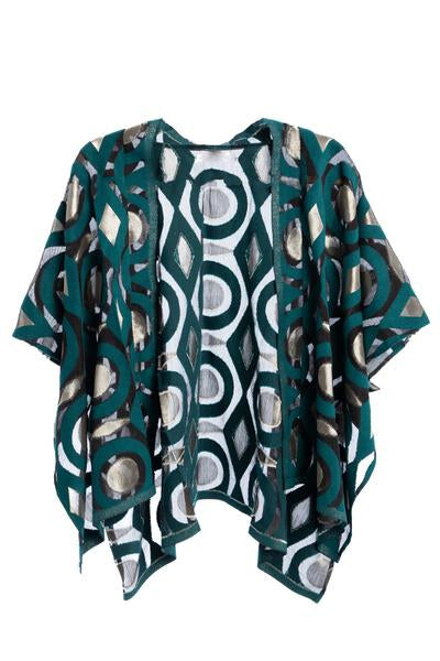 Geometric Cotton Short Poncho