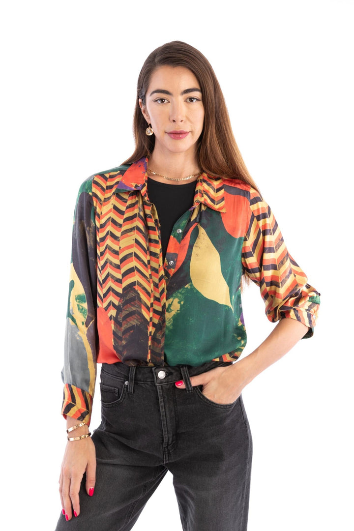 Satin Abstract Geometric Shirt (Pack of 9)