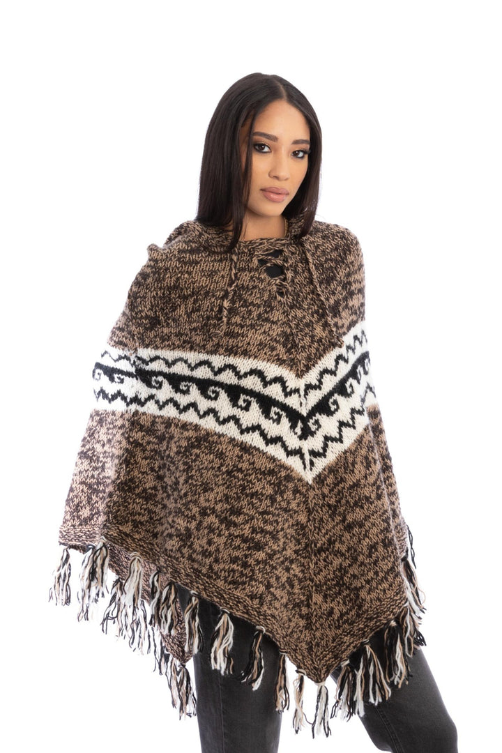Woolen Handknitted Hooded Poncho