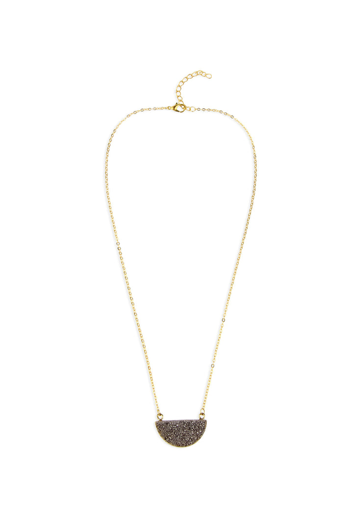 Semicircle Druzy Pendant Necklace