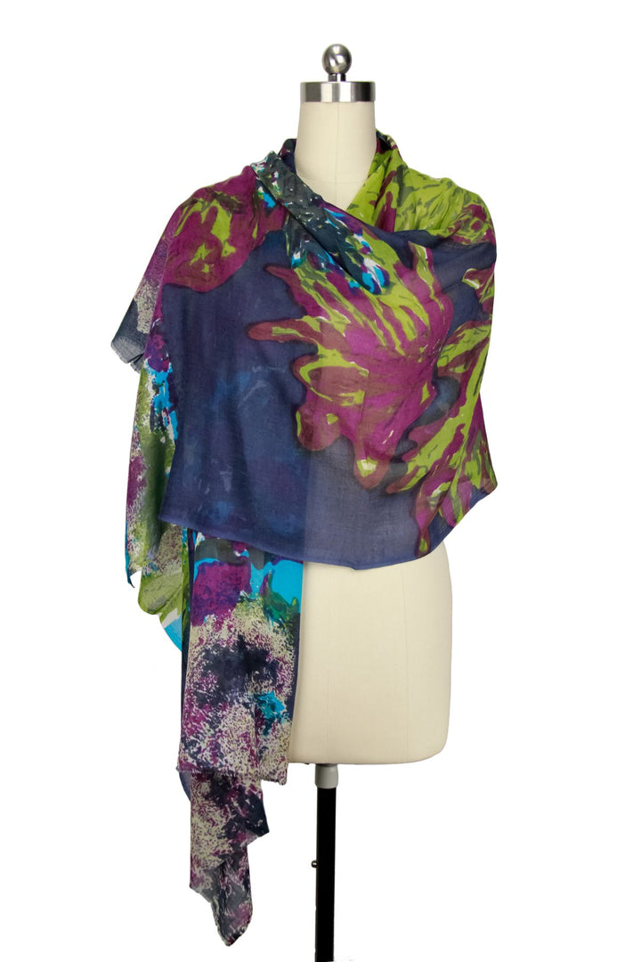 Annistyn Wool Floral Colorful And Lightweight  Scarf