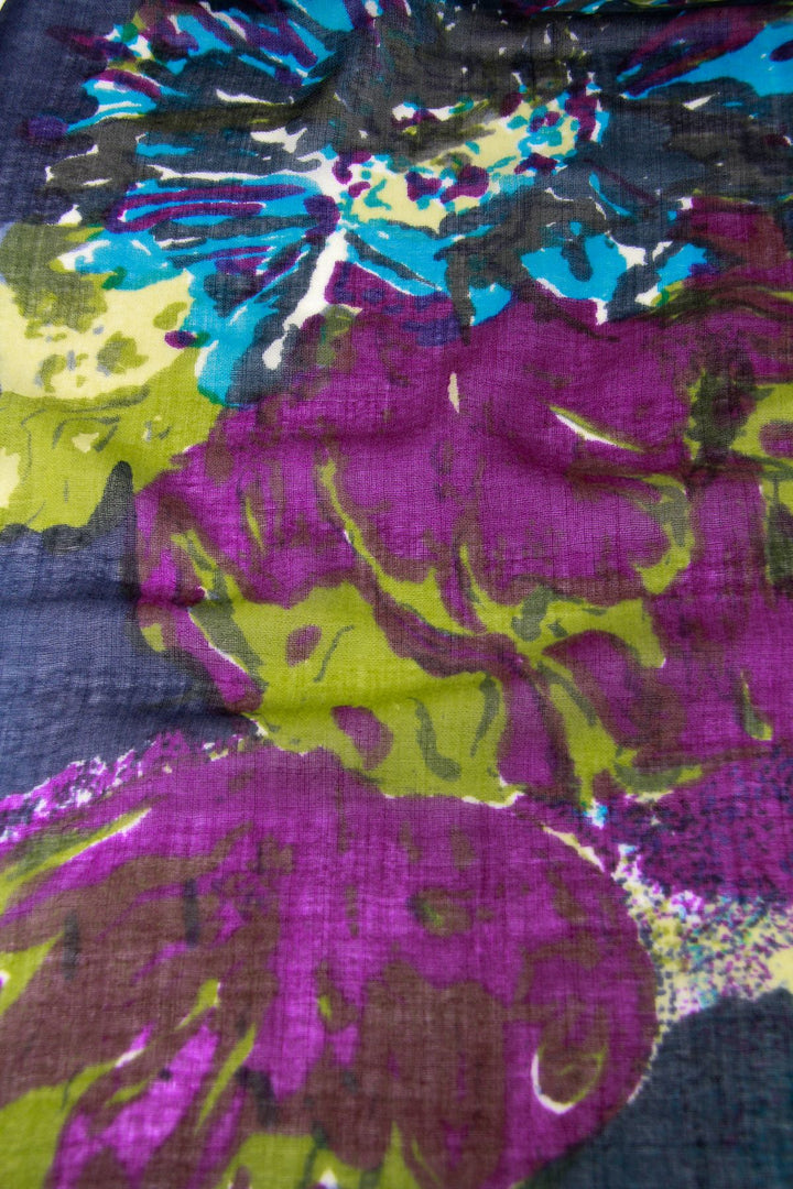 Annistyn Wool Floral Colorful And Lightweight  Scarf