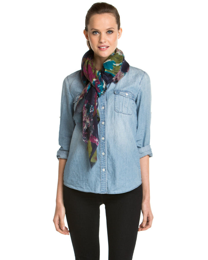 Annistyn Wool Floral Colorful And Lightweight  Scarf