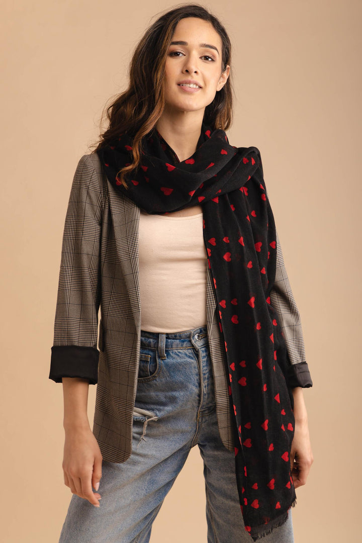 Hearts Wool Scarf