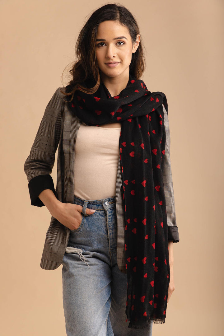 Hearts Wool Scarf