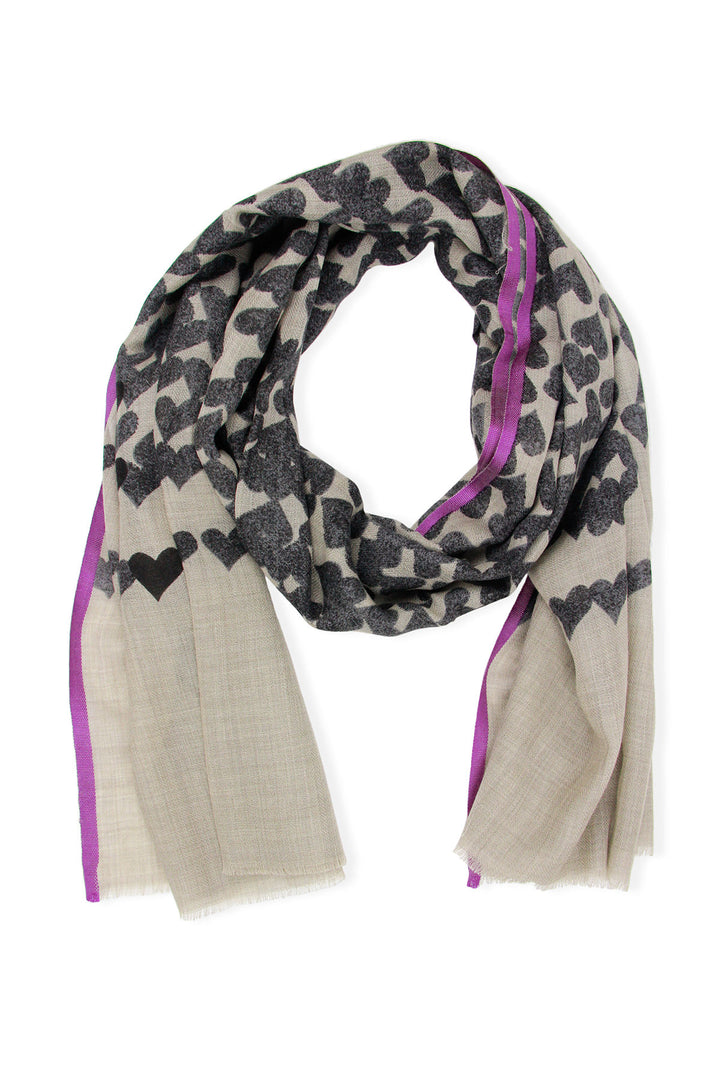 Wool Silk Heart Striped Scarf