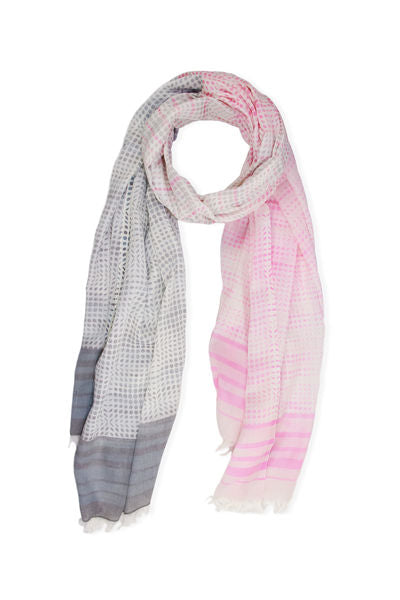 Pink Grey Romantic Polka Dot Scarf