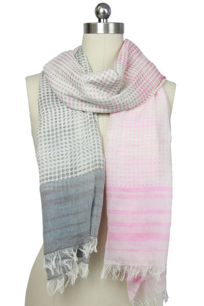 Pink Grey Romantic Polka Dot Scarf