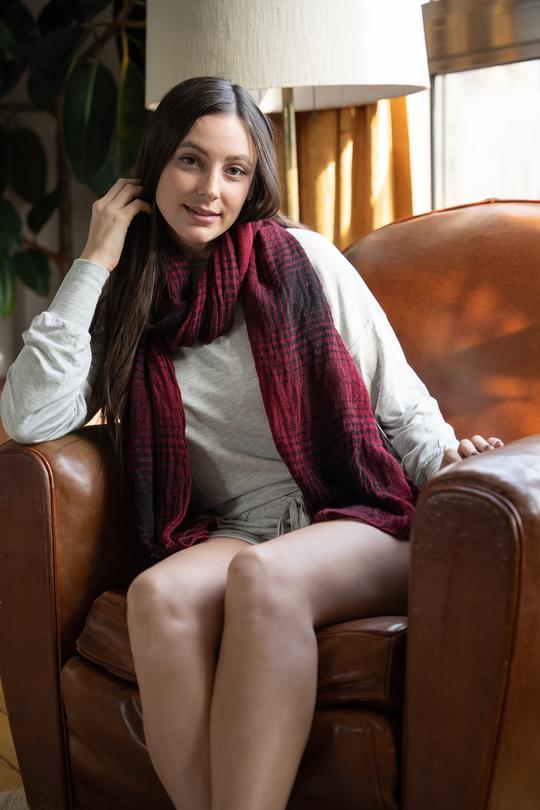 Two Toned Faded Plaid Scarf