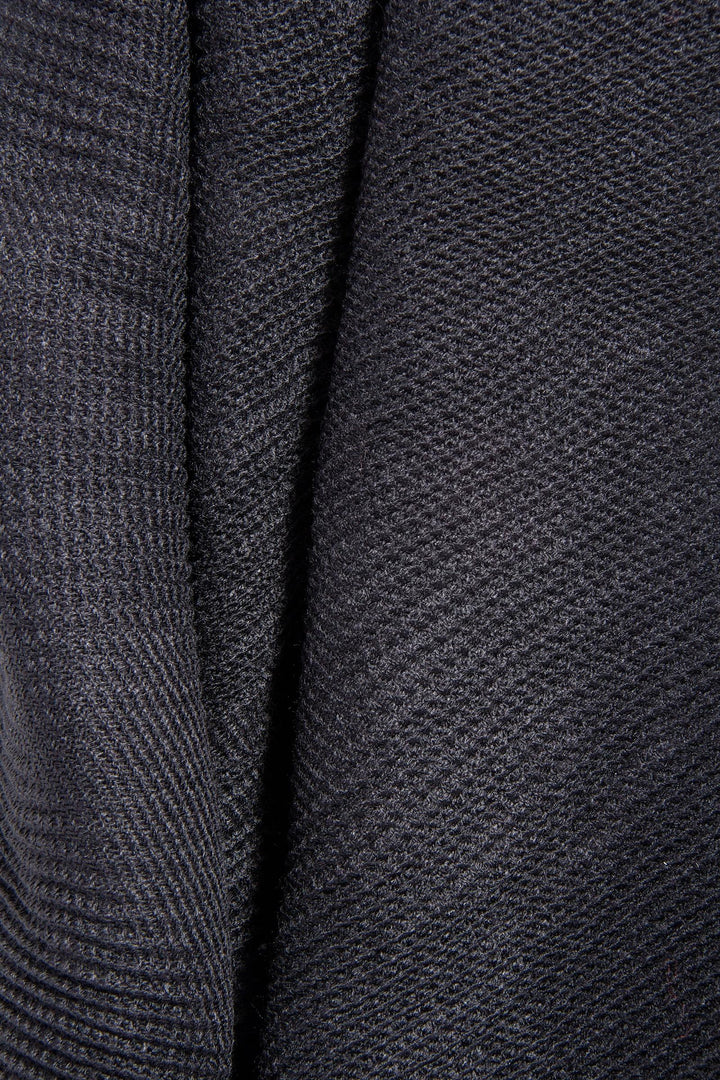Bias Rib Knit Scarf with Twisted Fringe