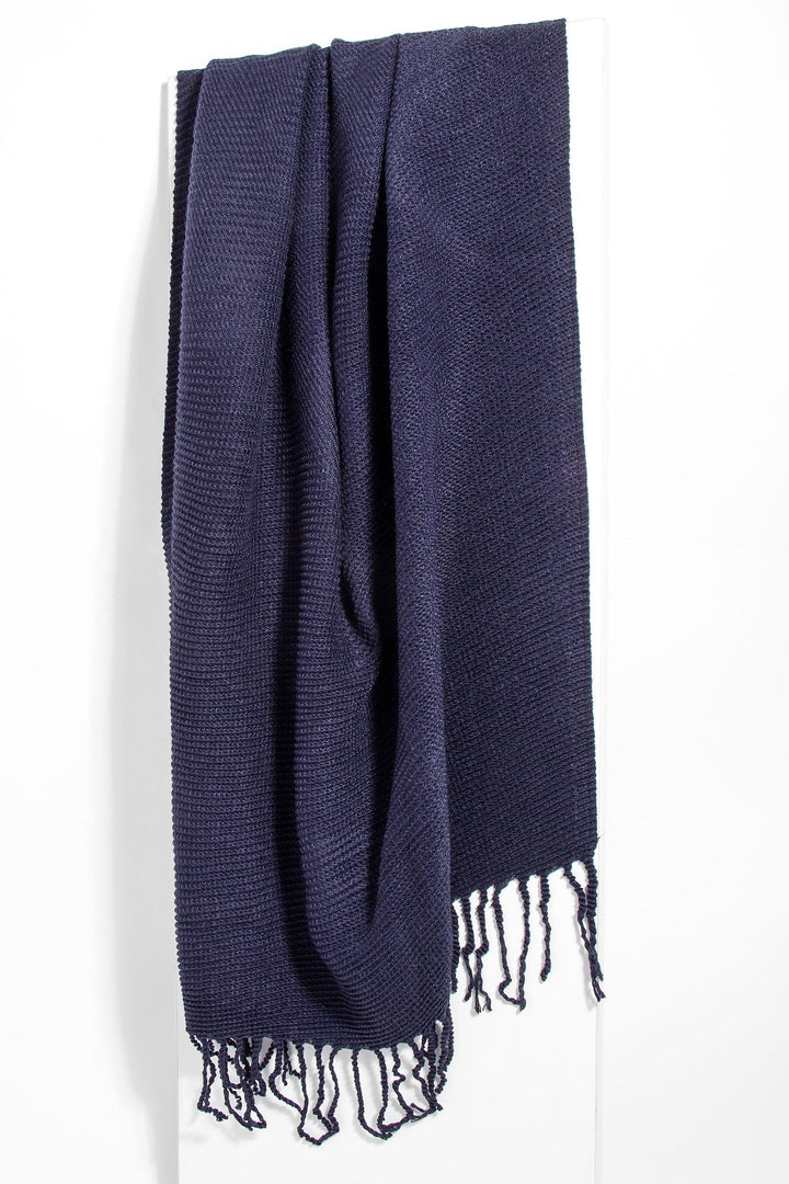 Bias Rib Knit Scarf with Twisted Fringe