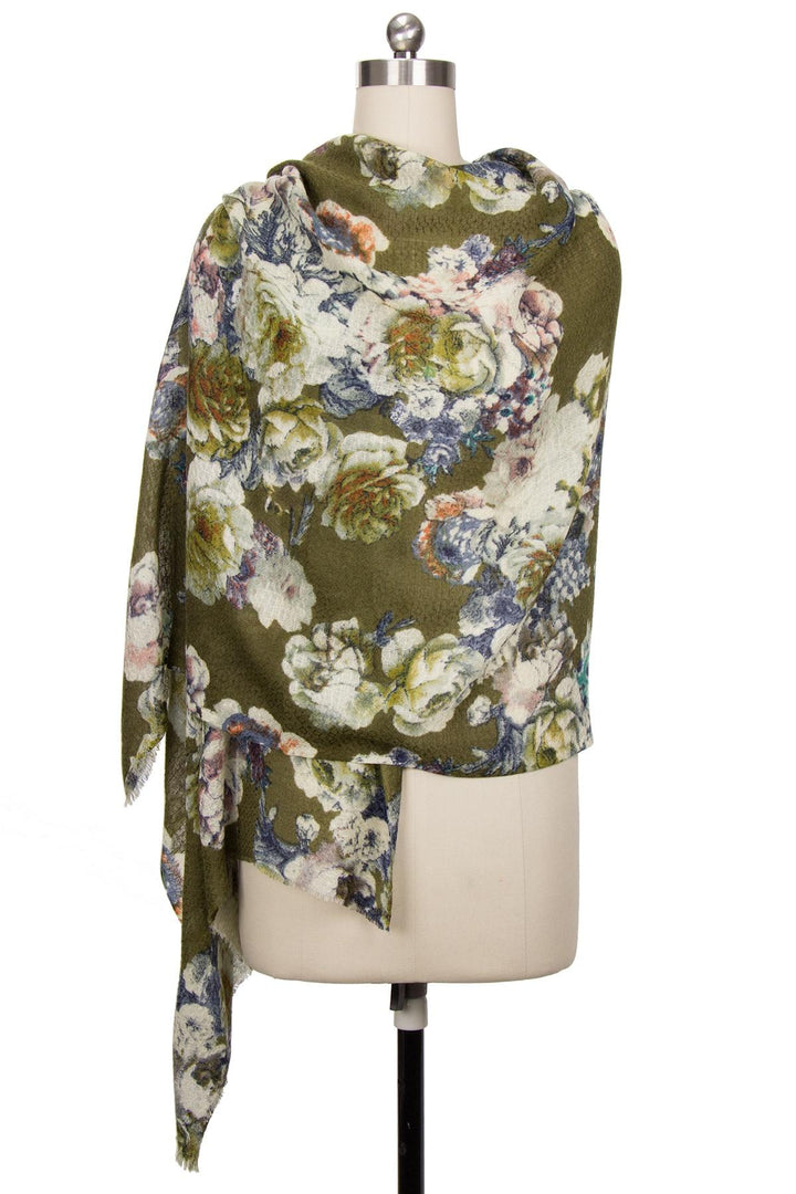 Mary All Over Flower Printed Silky Scarf
