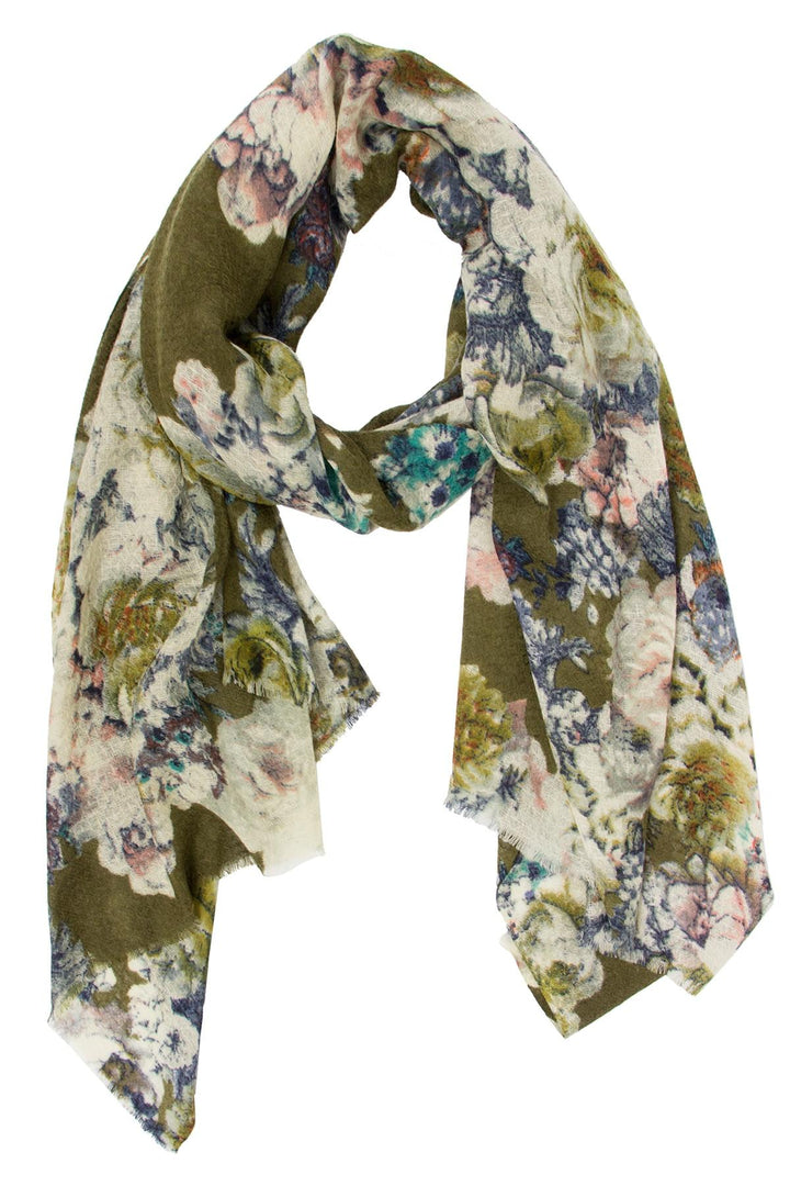 Mary All Over Flower Printed Silky Scarf