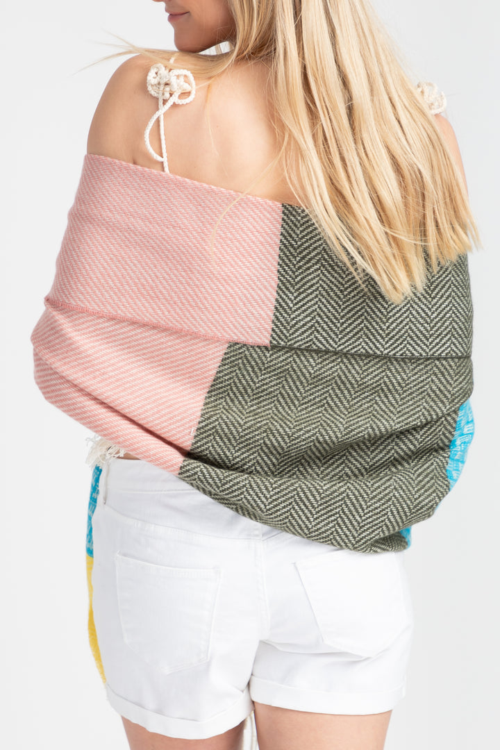 Multi Colored Printed Fringe Scarf