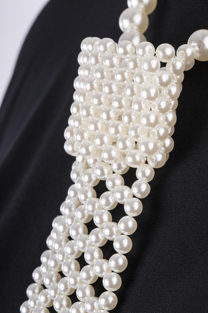 Angled Pearled Tie Necklace
