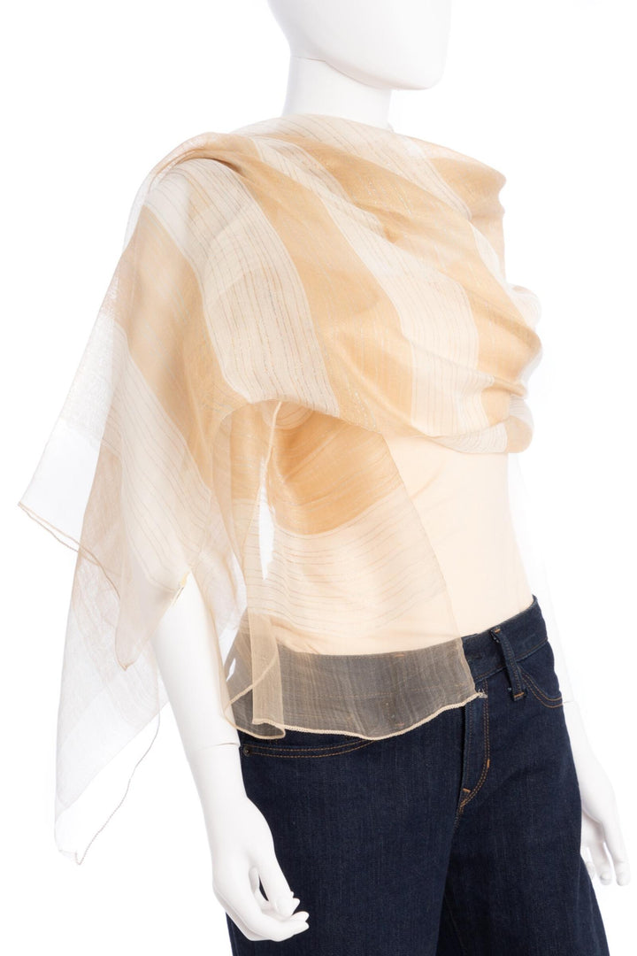Silk Wool Shimmering Striped Scarf