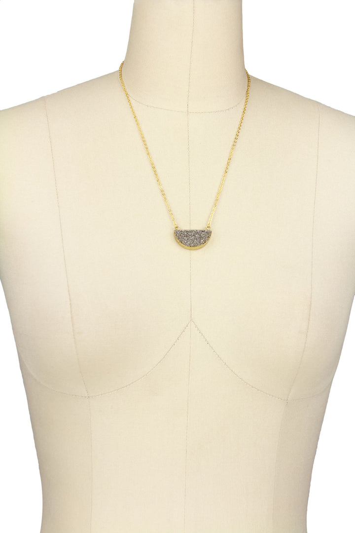 Semicircle Druzy Pendant Necklace