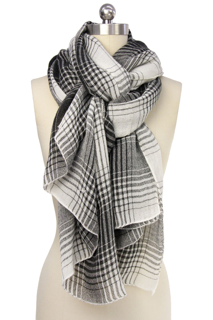 Two Toned Faded Plaid Scarf