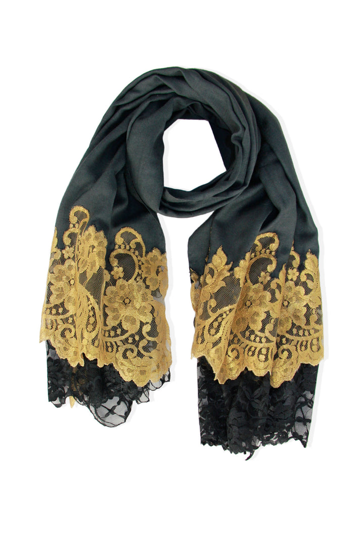 Gold Embellished Edged Scarf