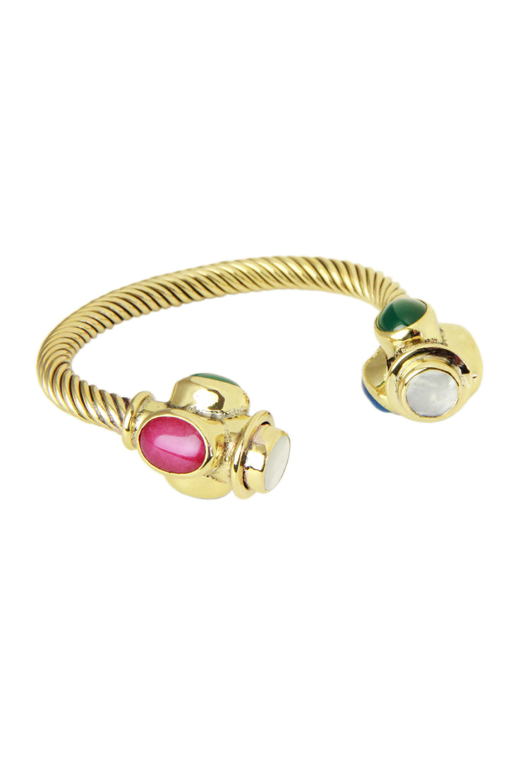 Multicolor Stone Cuff Bracelet