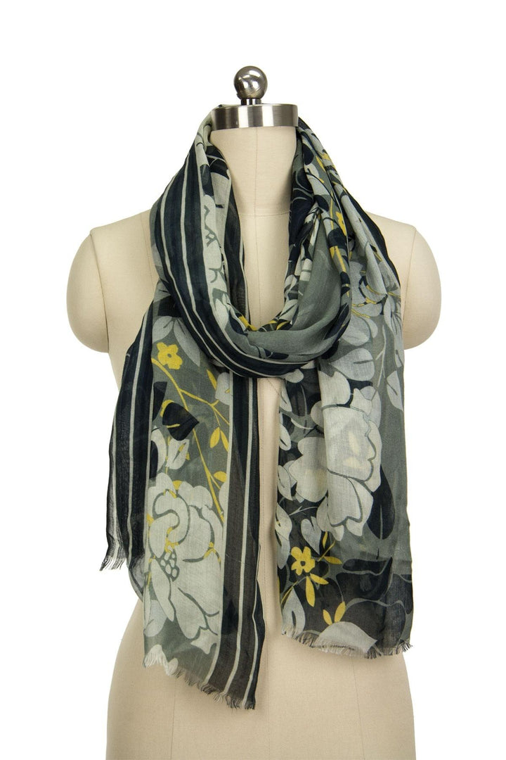 Dark Green Floral Scarf