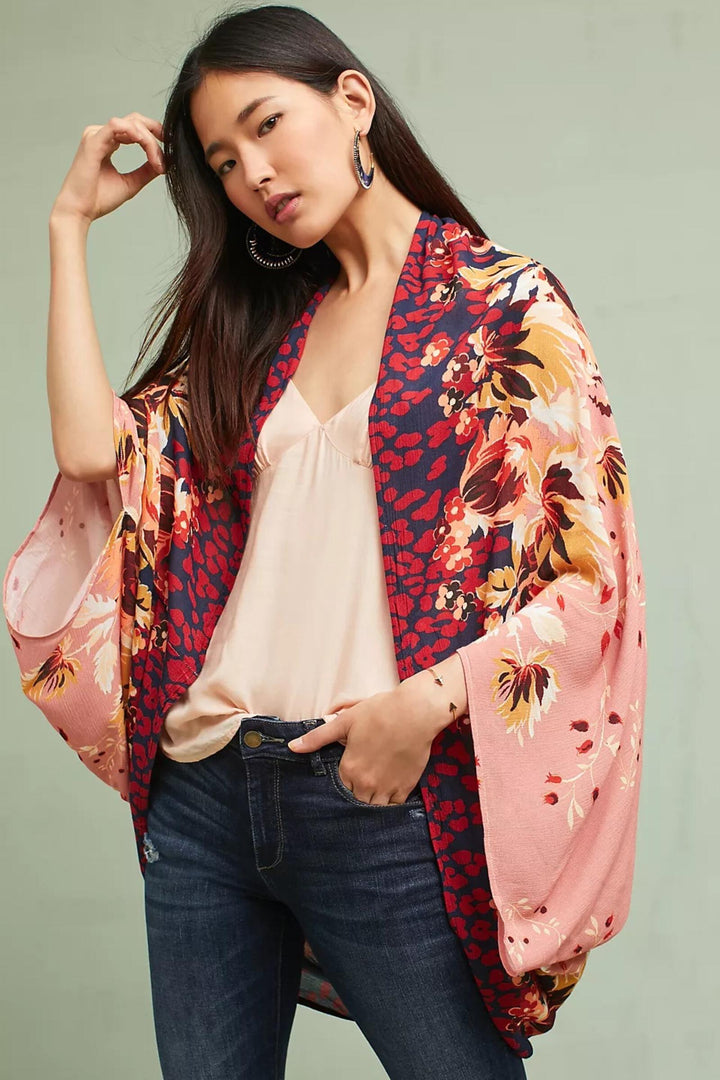 Mixed Floral Printed Kimono