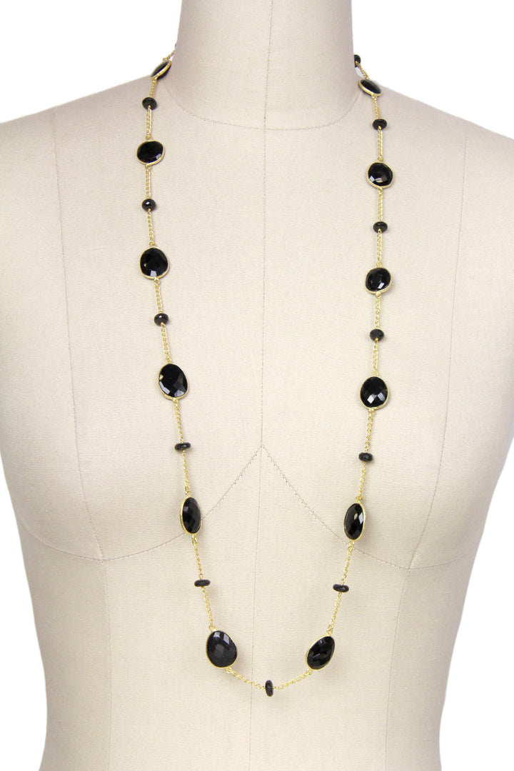 Black Onyx Stone and Bead Necklace