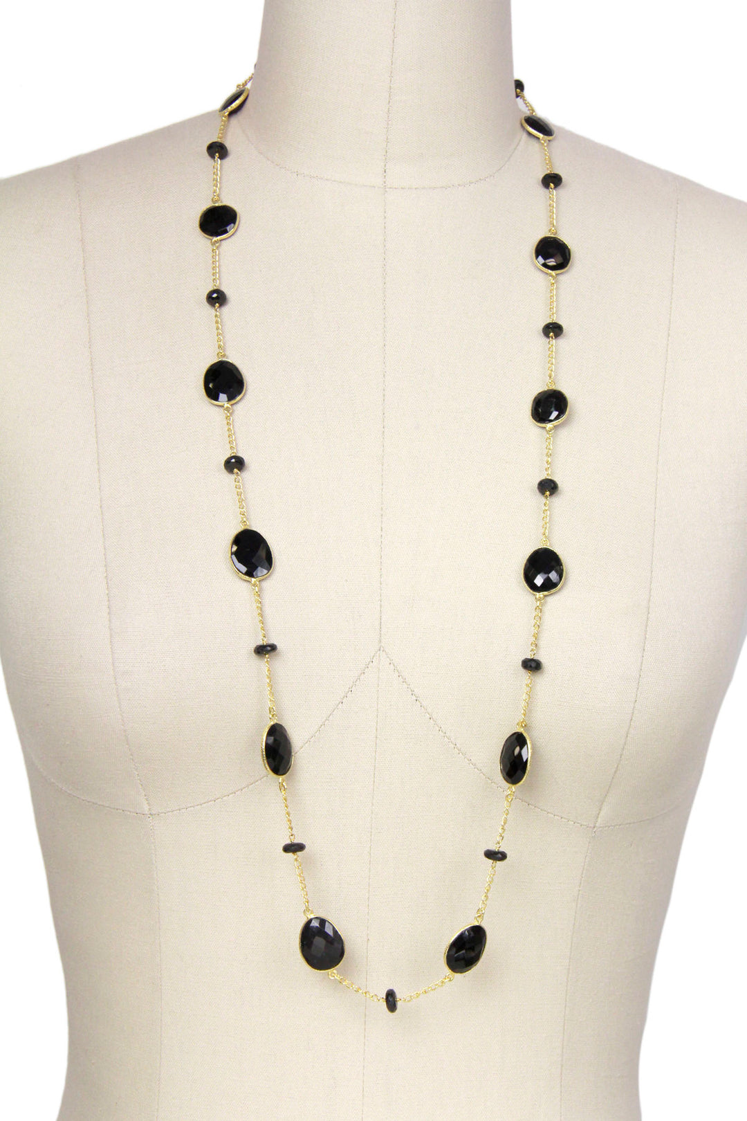Black Onyx Stone and Bead Necklace