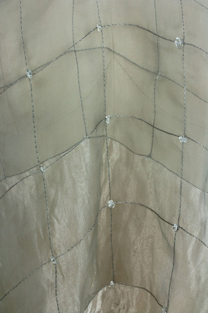 Embroidered Silk Fringed Scarf