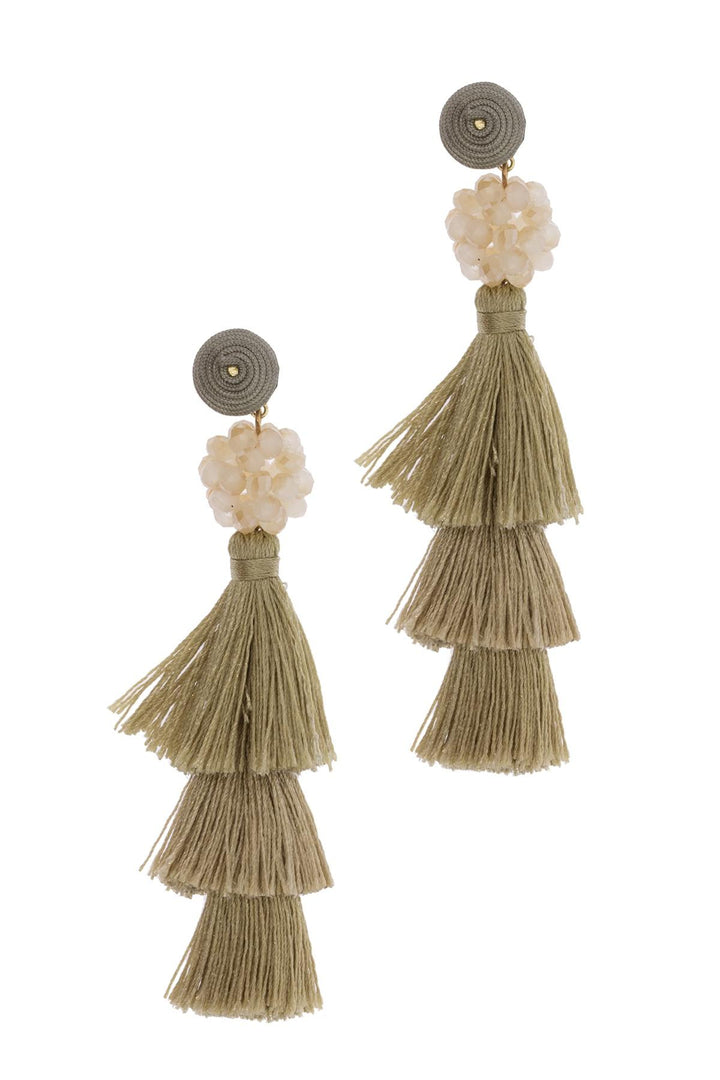 Tara Tassel Earring Khaki
