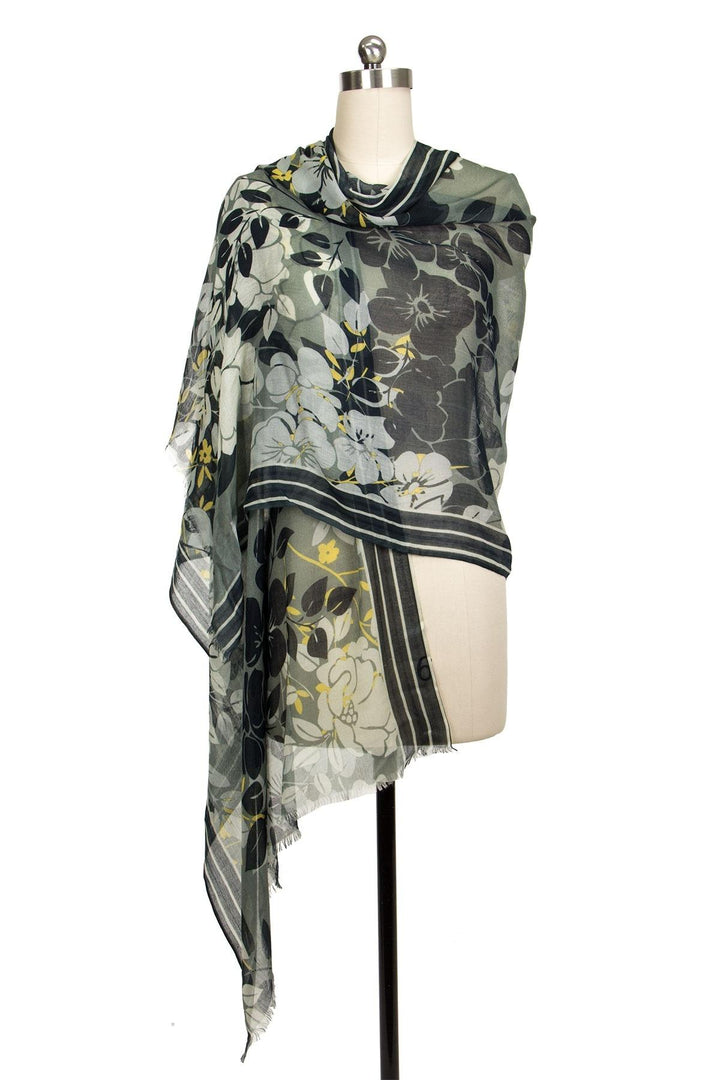 Dark Green Floral Scarf