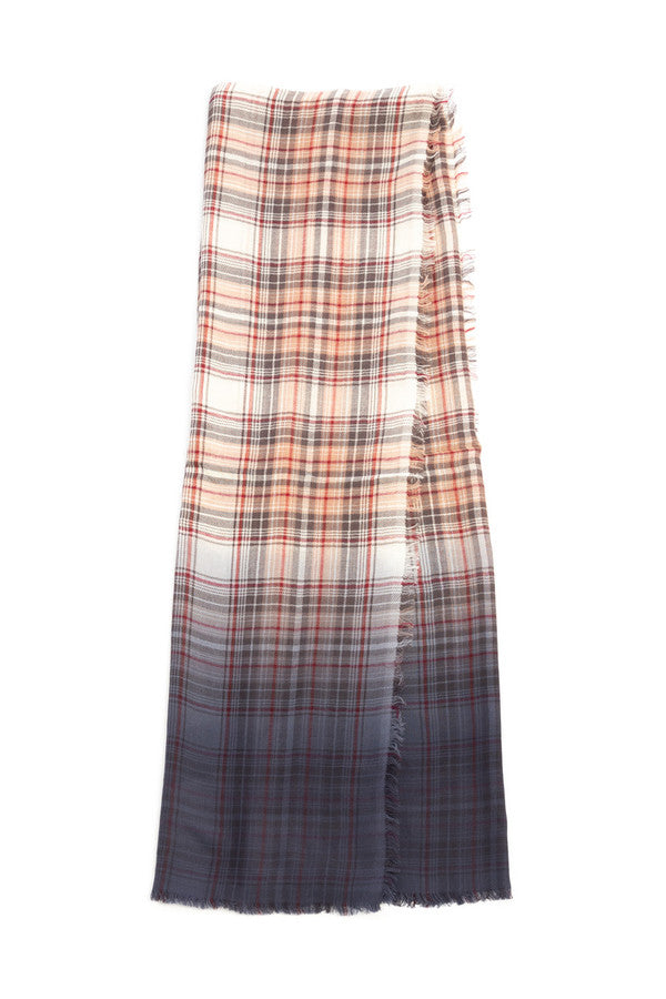 Queens Plaid Wool Ombre Scarf