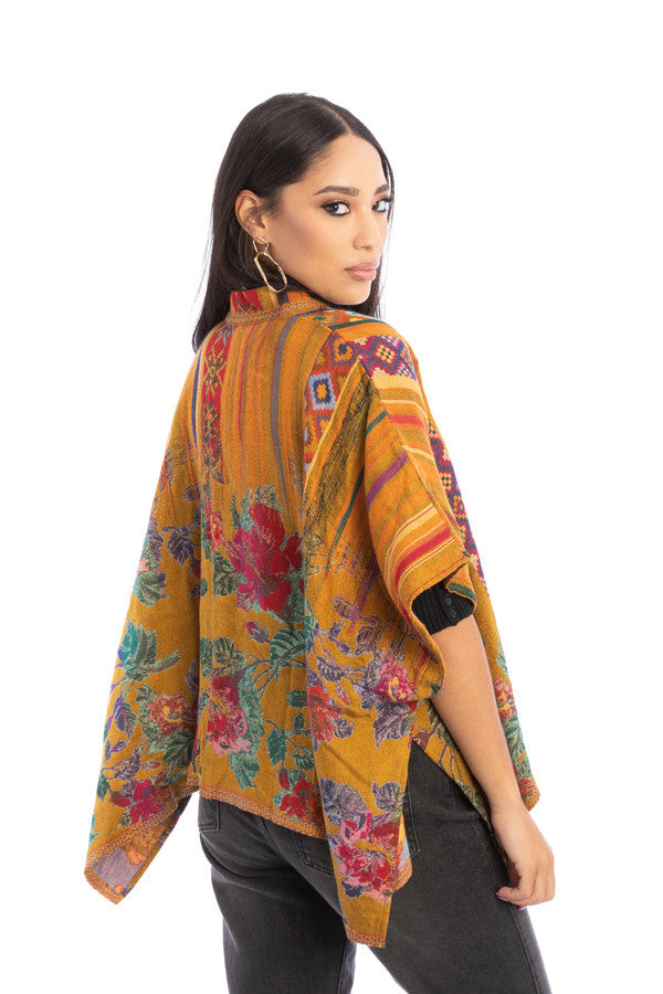 Floral Geometric Short Poncho