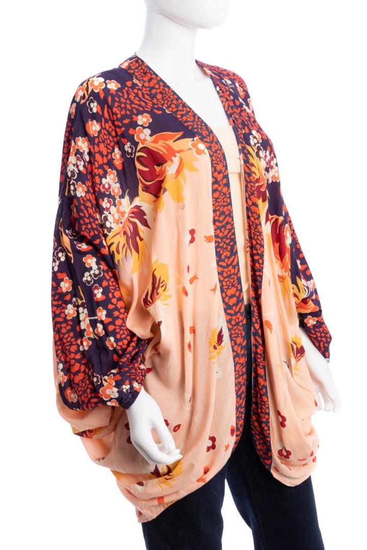 Mixed Floral Printed Kimono