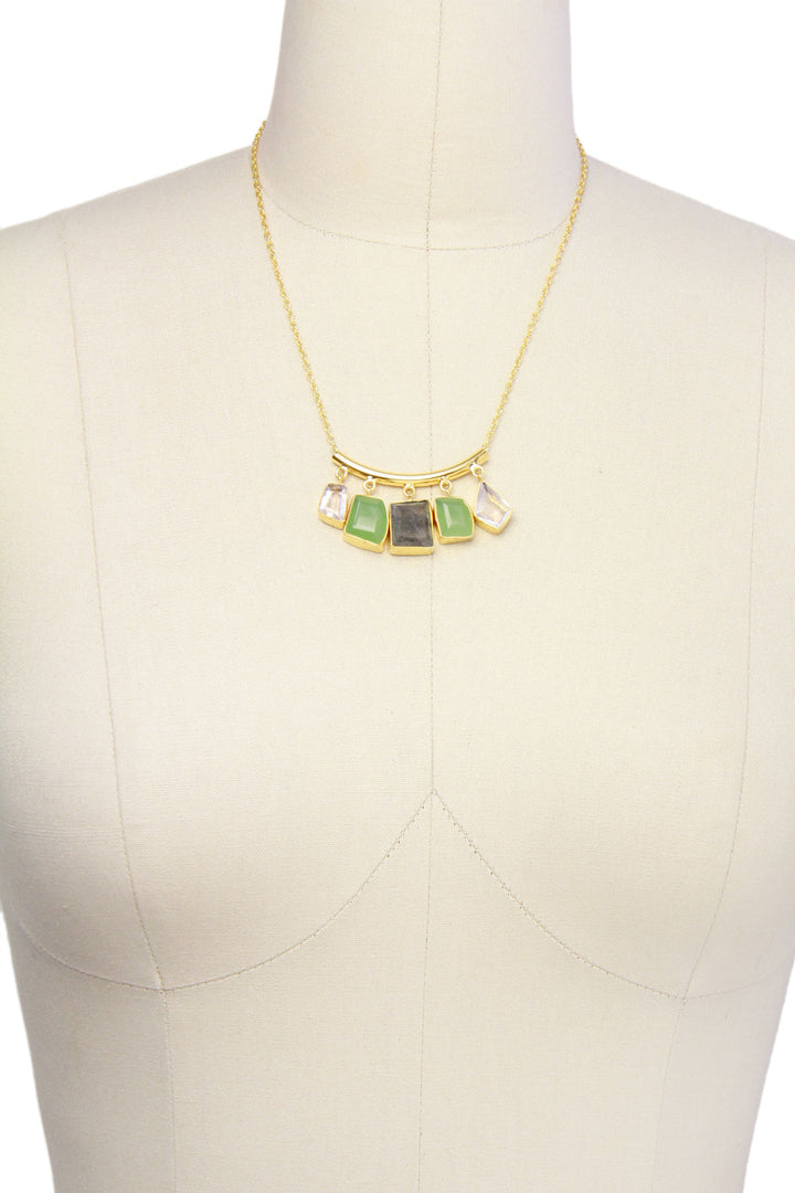 Gemstone Drop Long Necklace