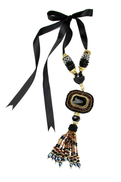 Tribal Tassel Ribbon Statement Necklace