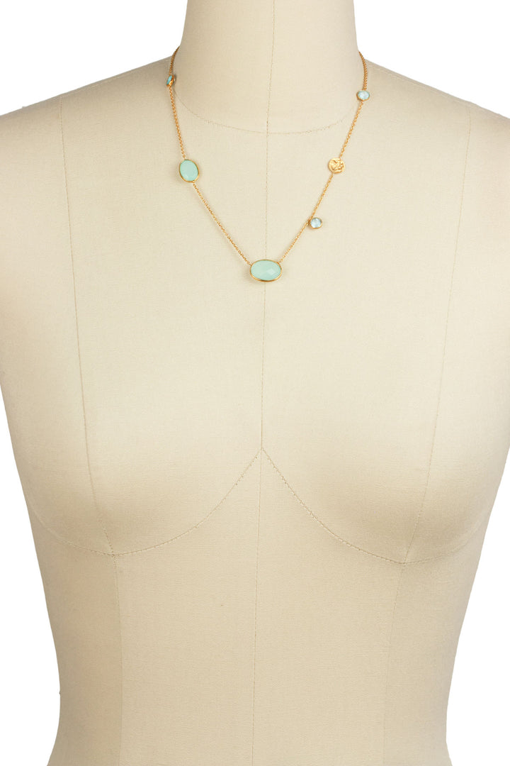 Saachi Blue Topaz & Aqua Chalcedony Necklace