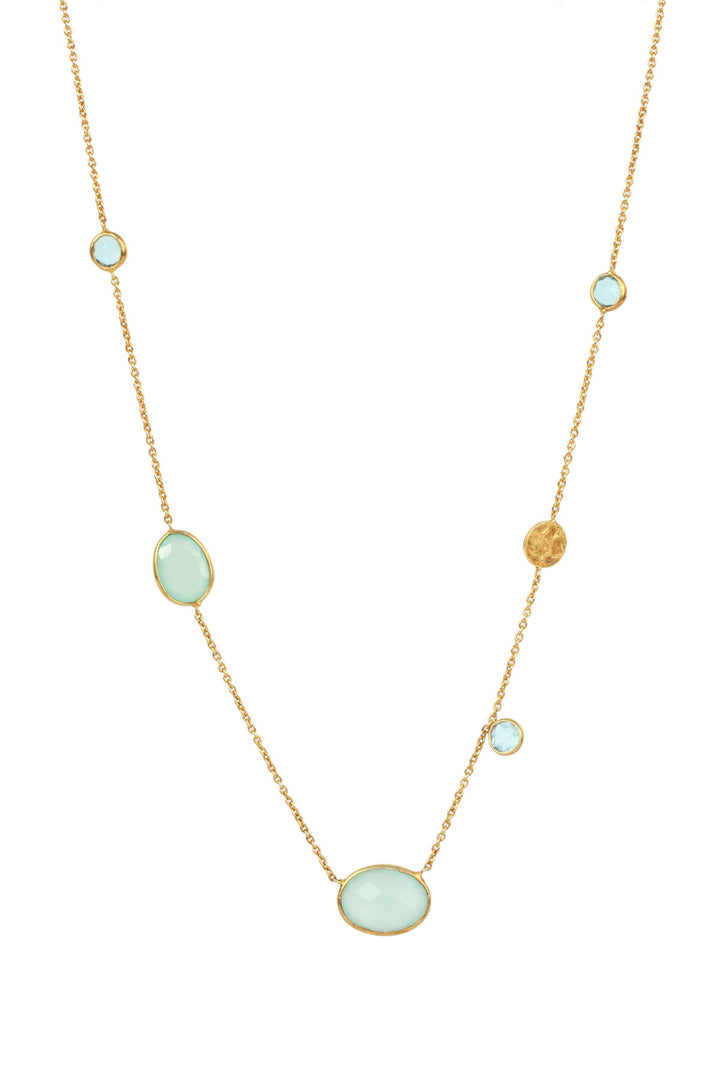 Saachi Blue Topaz & Aqua Chalcedony Necklace