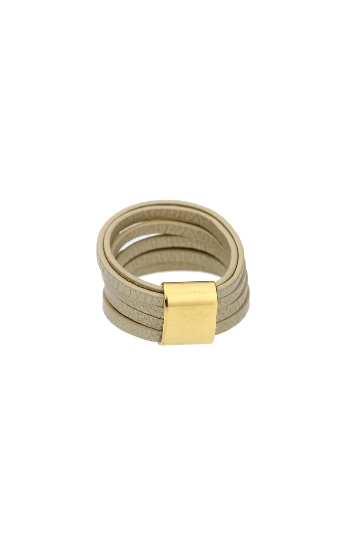 Leather Metallic Ring