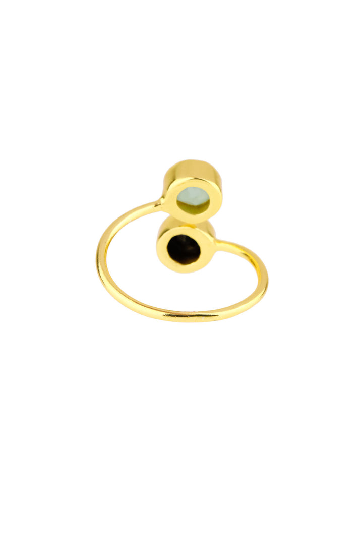 Double Gem Ring Aqua and Black Onyx